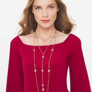 White House Black Market Swarovski Crystal Gold Necklace Bracelet Earrings Set